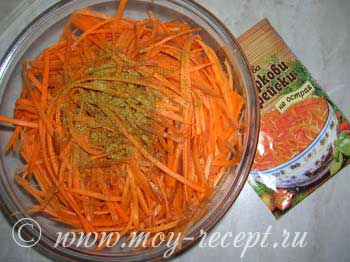 Фото. Корейская кухня. Рецепт салата из моркови. Приправы